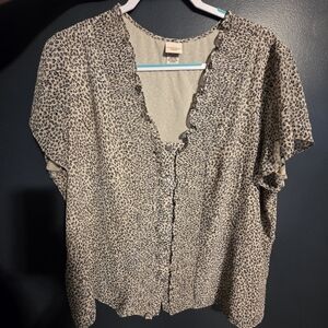 Covington Beige Animal Print Blouse